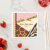 ベビーシャワーガールズピンクサファリプリントをテーマにしたパーティー スタンダードカクテルナプキン (インサイチュ)