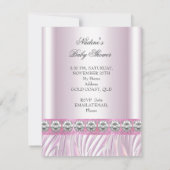 ベビーシャワーガールゼブラピンクプリンセスティアラダイヤモンド 招待状 (裏面)