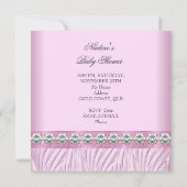 ベビーシャワーガールゼブラピンクプリンセスティアラダイヤモンド 招待状 (裏面)