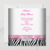 ベビーシャワーガールゼブラピンクプリンセスブラック 招待状 (裏面)