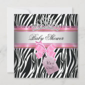 ベビーシャワーガールゼブラピンクプリンセスブラック 招待状 (正面)