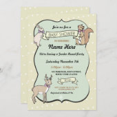 ベビーシャワーガールディアー水玉模様招待状 招待状 (正面/裏面)