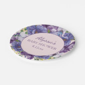 ベビーシャワーガールパープルピンクイエローフローラ ペーパープレート (アングル)