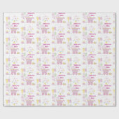 ベビーシャワーガールピンクバシネットアッド名&文字 ラッピングペーパー (フラット)