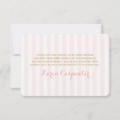 ベビーシャワーガールピンクバタフライサンキューカード サンキューカード (裏面)