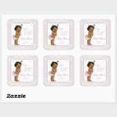 ベビーシャワーガールピンクパールグレーホワイトエスニック スクエアシール (シート)