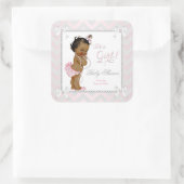 ベビーシャワーガールピンクパールグレーホワイトエスニック スクエアシール (バッグ)