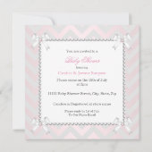 ベビーシャワーガールピンクパールグレーホワイトエスニック 招待状 (裏面)