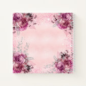 ベビーシャワーガールピンクフローラグリッターゲストブック ノートブック (裏面)