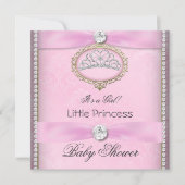ベビーシャワーガールピンクプリンセスティアラダイヤモンド2 招待状 (正面)