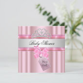 ベビーシャワーガールピンクプリンセスブラック 招待状 (スタンド正面)