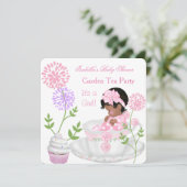 ベビーシャワーガールピンクベビーガーデンティーパーティー2 招待状 (スタンド正面)