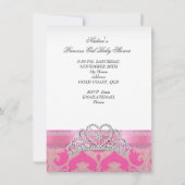 ベビーシャワーガールピンクホワイトプリンセスティアラブース 招待状 (裏面)