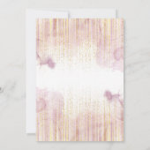 ベビーシャワーガールフローラピンク金ゴールドグリッター 招待状 (裏面)