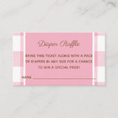 ベビーシャワーガールベアーピンクおむつラッフルチケット エンクロージャーカード (正面)