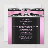 ベビーシャワーガールベビーピンクブラックヒョウ 招待状 (裏面)