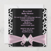 ベビーシャワーガールベビーピンク白黒カウズプリント2 招待状 (裏面)