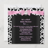 ベビーシャワーガールベビーピンク白黒牛プリント 招待状 (裏面)