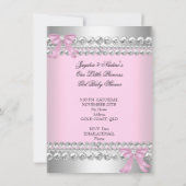 ベビーシャワーガールホワイトピンクプリンセスティアラジェム2 招待状 (裏面)