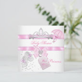 ベビーシャワーガールホワイトピンクプリンセスティアラマジカル 招待状 (スタンド正面)