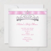 ベビーシャワーガールホワイトピンクプリンセスティアラマジカル 招待状 (裏面)