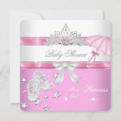 ベビーシャワーガールホワイトピンクプリンセスティアラマジカル 招待状 (正面)