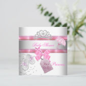 ベビーシャワーガールホワイトピンクプリンセスティアラマジカル 招待状 (スタンド正面)