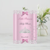 ベビーシャワーガールホワイトピンクプリンセスティアラレース 招待状 (スタンド正面)