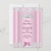 ベビーシャワーガールホワイトピンクプリンセスティアラレース 招待状 (裏面)