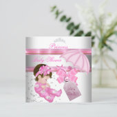 ベビーシャワーガールホワイトピンクプリンセスティアラ 招待状 (スタンド正面)