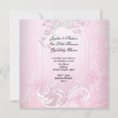 ベビーシャワーガールホワイトピンクプリンセス蝶 招待状 (裏面)