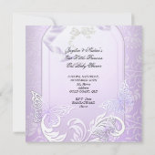 ベビーシャワーガールホワイト薄紫プリンセス蝶2 招待状 (裏面)