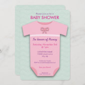 ベビーシャワーガールボディスーツ招待状 招待状 (正面/裏面)