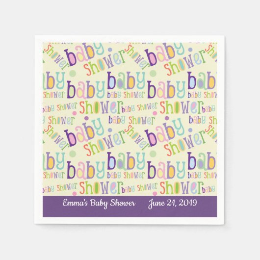 ベビーシャワーガールボーイデザインパターン スタンダードカクテルナプキン (正面)