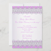 ベビーシャワーガールラベンダーレースパールエスニック 招待状 (裏面)