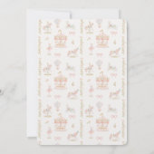 ベビーシャワーガール回転木馬おとぎ話ボウズピンク 招待状 (裏面)