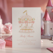 ベビーシャワーガール回転木馬おとぎ話ボウズピンク