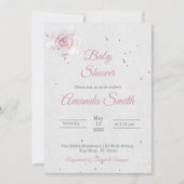 ベビーシャワーガール招待赤面ピンク 招待状 (正面)