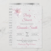 ベビーシャワーガール招待赤面ピンク 招待状 (正面/裏面)