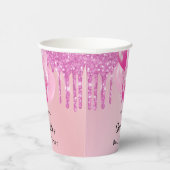 ベビーシャワーガール赤面ピンクグリッターバルーン 紙コップ (右)