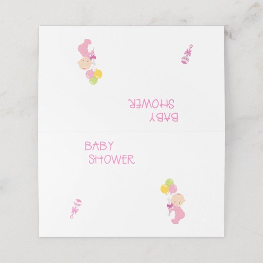 ベビーシャワーガール風船ピンクガラ プレイスカード (外部開封)