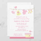 ベビーシャワーガール鳥洗パーティの招待状 招待状 (正面/裏面)