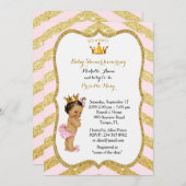 ベビーシャワーガール,ゴールデンシェブロン,白と金ゴールドv2 招待状 (正面/裏面)