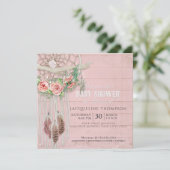 ベビーシャワーガールBOHOドリームキャッチャー木羽毛 招待状 (スタンド正面)