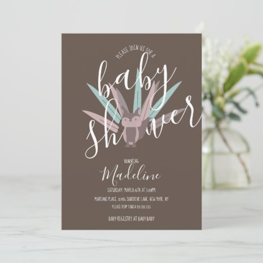 ベビーシャワーキツネボヘミアンフェザー 招待状 (スタンド正面)