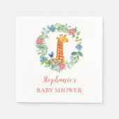 ベビーシャワーキリンフローラパーソナライズされたリース スタンダードカクテルナプキン (正面)