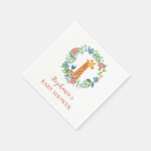 ベビーシャワーキリンフローラパーソナライズされたリース スタンダードカクテルナプキン (角)