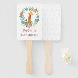 ベビーシャワーキリンフローラパーソナライズされたリース ハンドファン