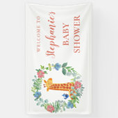 ベビーシャワーキリンフローラパーソナライズされたリース 横断幕 (縦)