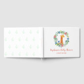 ベビーシャワーキリン&フローラリース パーソナライズされた ゲストブック (全面)